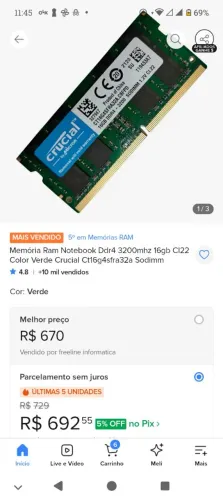Kit Memória RAM Crucial 32GB