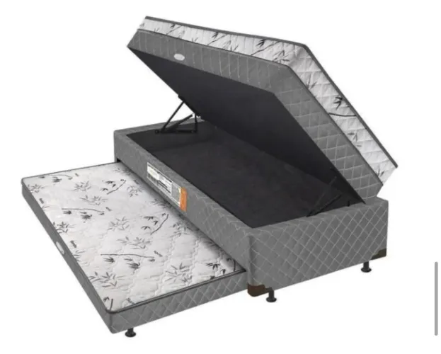 Cama Bibox Solteiro com Baú e Auxiliar - 0,90 x 1,90 m