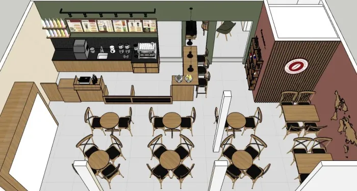 Restaurante, padaria e café.