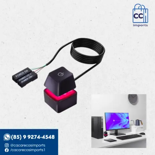 Botão Power RGB para PC - Liga-Desliga + Reset Externo