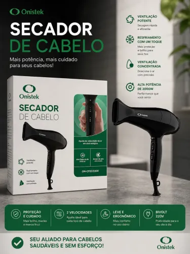 ? SECADOR ONISTEK 2000W ?PARA SEUS CABELOS!