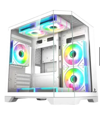 Kit Water Cooler Husky Freezy + Gabinete Gamer Mini Tower Aquário Vidro Temperado White M-