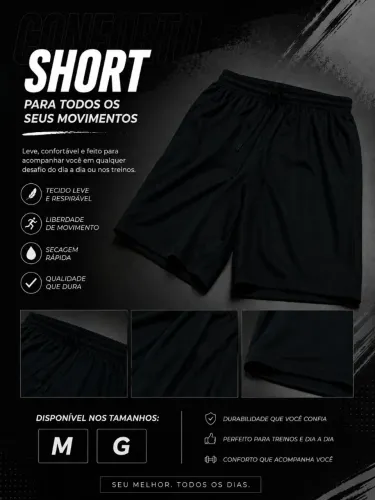 Short Masculino Leve E Secagem Rápida Para Treino