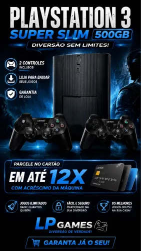 Ps3 super slim 2 controles DESTRAVADO COM LOJA DE JOGOS GARANTIA