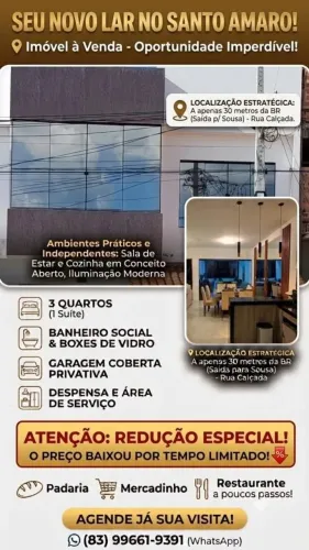 Apartamento de 3 quartos, sendo 1 suite + banheiro social