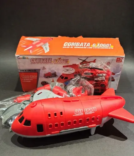 Brinquedo Avião Bombeiro Garagem Estacionamento + Carrinhos (Novo/Ler Descrição)