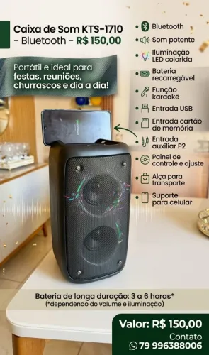 Caixa de Som KTS-1710 - Bluetooth