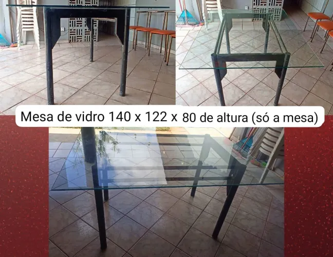 Mesa de vidro 140 x 122 x 80 de altura SO A MESA