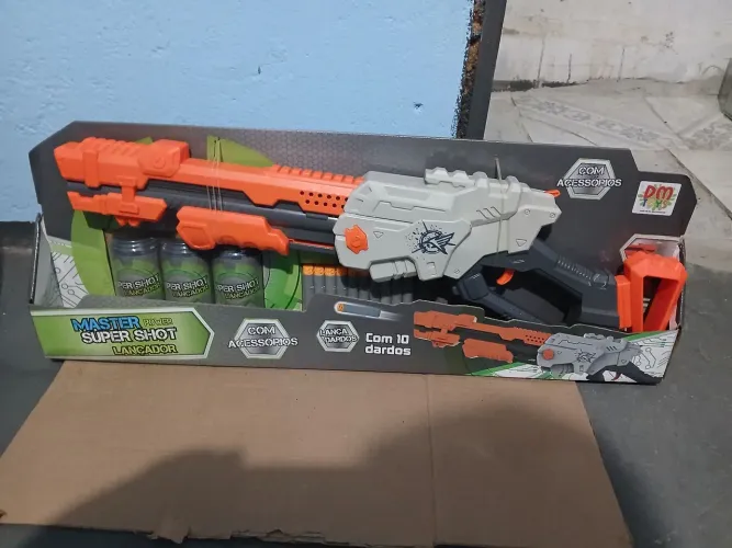 Brinquedo super shot lançador de dados