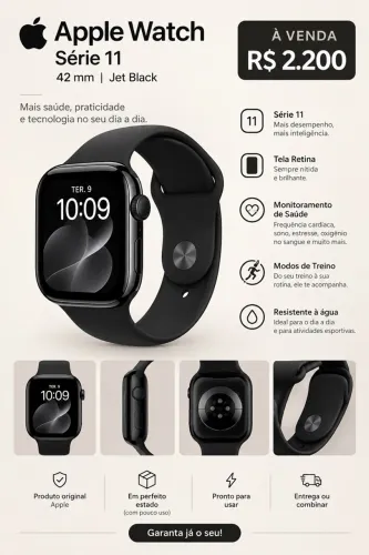 Apple Watch série 11, 42 mm, jet black