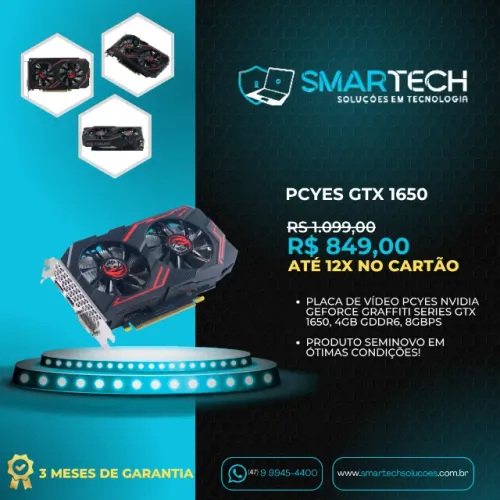 Placa de Vídeo PCYES NVIDIA GeForce GTX 1650 (Graffiti Series)