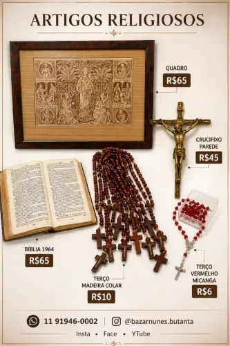 Artigos Religiosos Bíblia Antiga Terço Crucifixo Quadro (vendidos separadamente)