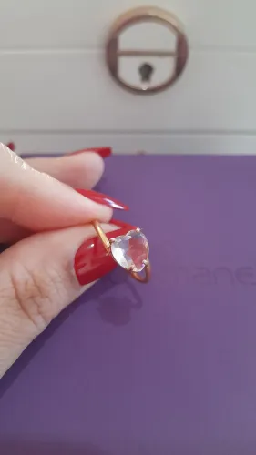 Anel solitário coração cristal rommanel