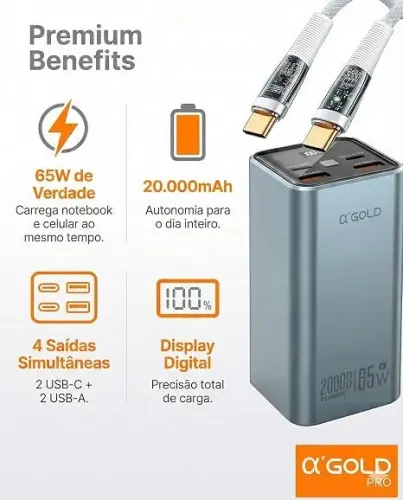 Power bank 20000 mah 65w