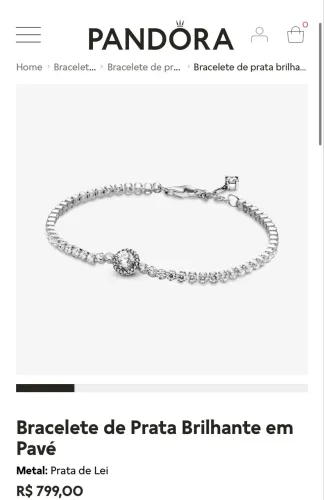 Bracelete de Prata Brilhante em Pavé Pandora