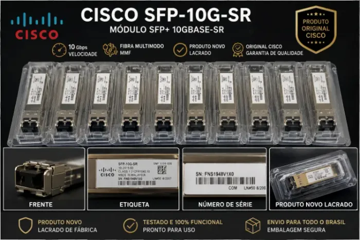 Transceivers Cisco SFP-10G-SR Novo Lacrado