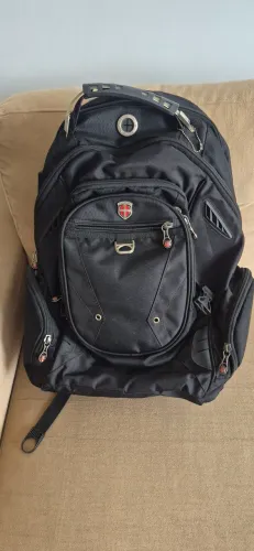 Mochila Executiva Antifurto Notebook Grande Cabo De Aço 30L - Preto+Cinza