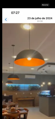 Lustre Pendente Meia Lua 40 cm Preto e Laranja - 7 Unidades