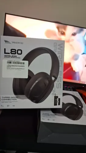 Headset Gamer Sem Fio, modelo SmailWolf L80, fone de ouvido bluetooth, 2.4G Wireless ou Ca