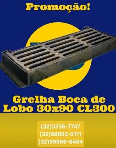 Grelha  ferro fundido boca de lobo 90x30 art cl 300-MG 32 3236-7747