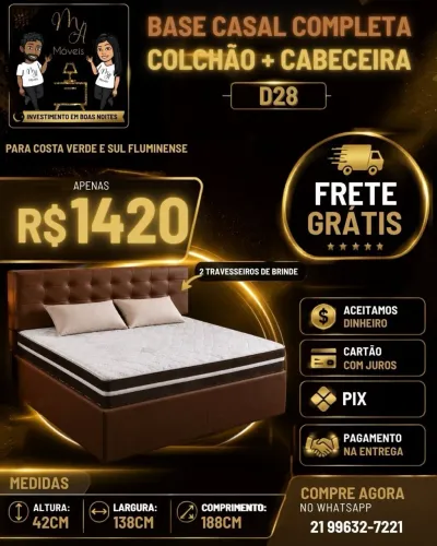 Base baú casal+ colchão de mola