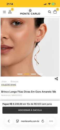 Brinco Longo Fitas Divas Em Ouro Amarelo 18k