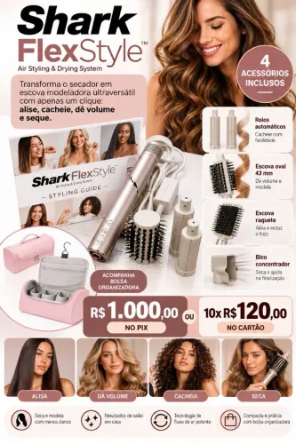 Shark FlexStyle Original - Escova Secadora Modeladora 5 em 1 + Bolsa