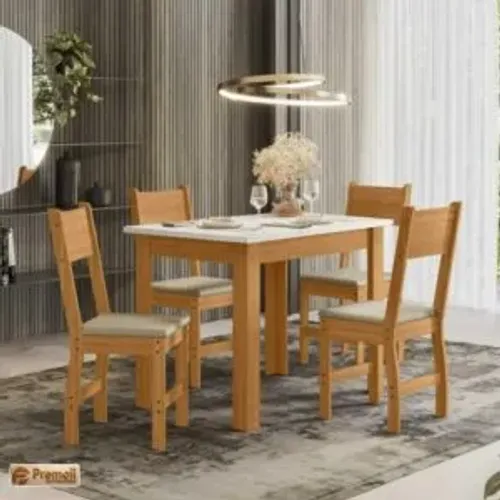 Mesa Bellagio C/4 Cadeiras Milano Cor Freijo Uv / off Poliman