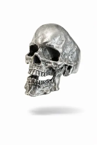 Conj em prata Anel de caveira e pingente skull