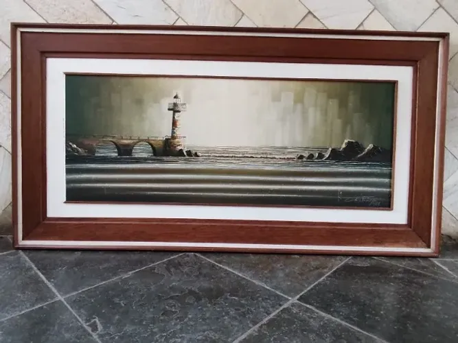 Quadro Grande pintura Carlos Fonseca 1986 74x1.42M l9b