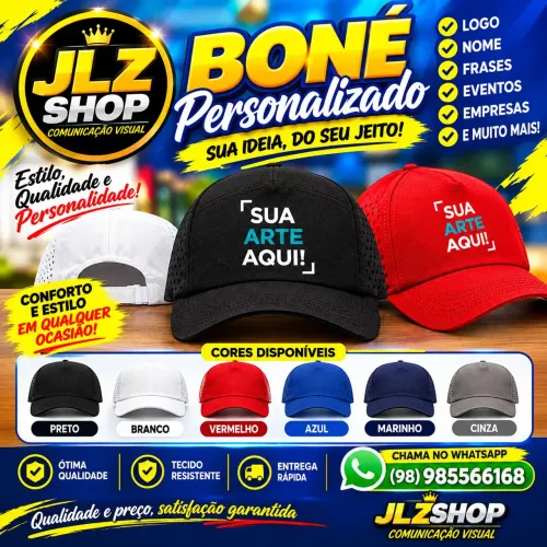 Boné personalizado liso e c/ tela pedido mínimo 6 unid.