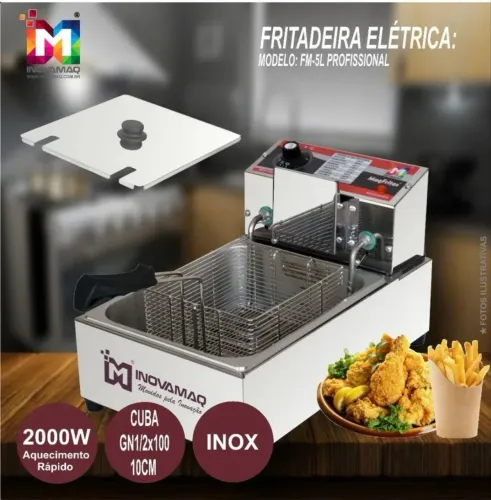 Fritadeira Elétrica Profissional - Fm-5l - - Inovamaq Cor Prata