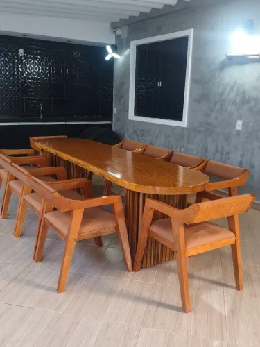 Mesa Rústica com poltronas katakana 3 metros