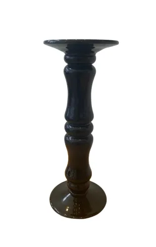 Castiçal Decorativo em Vidro Preto com Acabamento Brilhante 34,5cm