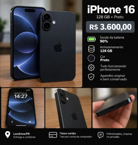 iPhone 16 128GB Preto