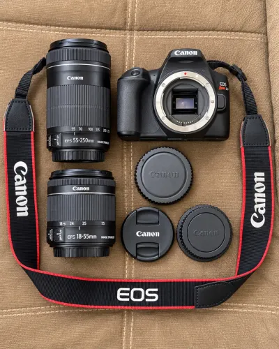 Canon SL3 + 18-55 STM + 55-250 STM | 2 lentes | Pouquíssimos disparos
