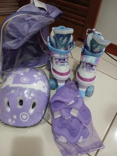 Patins menina tamanhob 32 a 35 com acessórios