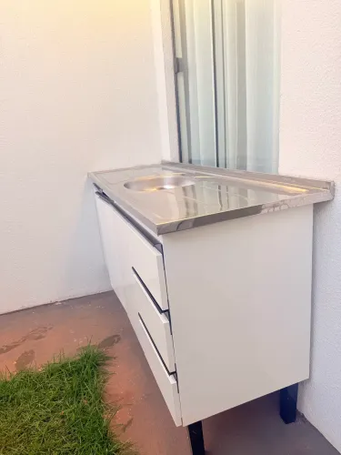 Gabinete Cozimax aço 1,50 m com a pia de inox inclusa