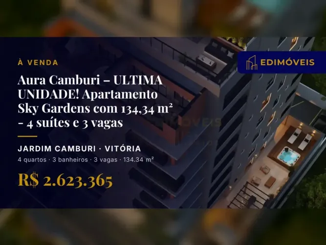 Apartamento em Jardim Camburi: 4 suítes, acabamentos de alto padrão e 3 vagas