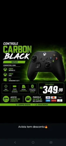 Controle Xbox one Xbox seires S e pc carbon Black 