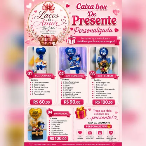 Caixa box de presente personalizado