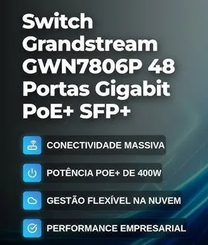 Switch 48 Portas Poe Gigabit + 6 SFP+ 10G Gwn7806P - Novo