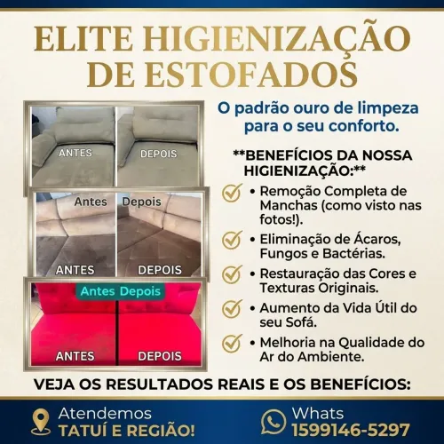 Higienização e Limpeza Profissional de Sofás, Colchões e Estofados