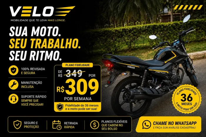 Aluguel de moto | Planos a partir de R$ 309/semana