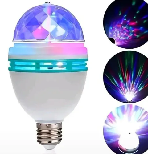 LÂMPADA GLOBO LUZ LEDS RGB para festa giratória colorida