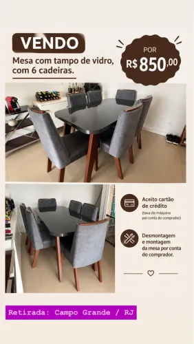 Vendo mesa 6 cadeiras