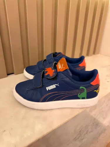 Tênis Puma Infantil Original Azul Marinho com Velcro - Dinossauro | Tam. 27