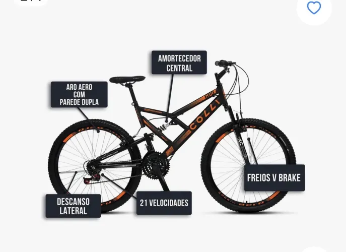 Bicicleta Aro 26 Colli GPS Freio V-Brake - de Aço Carbono