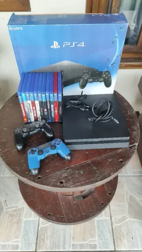 Kit PS4 Slim 500GB Na Caixa + 12 Jogos + 2 Controles Originais (ler discrição)