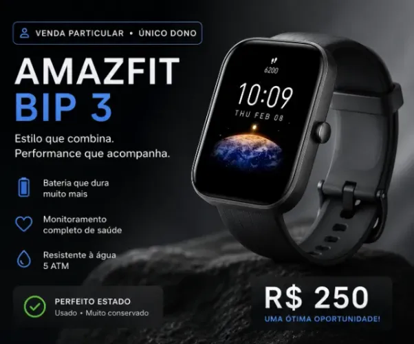 Smartwatch AMAZFIT Bip 3 A2172 Perfeito Bateria Dura Muito